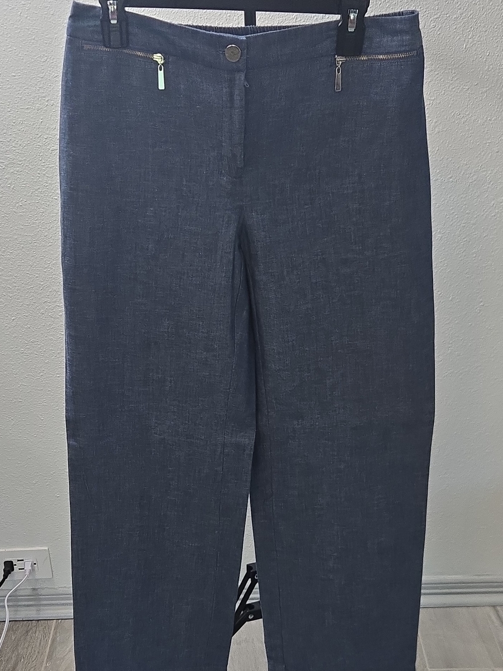 Straight Leg Women's Pants in Navy Blue